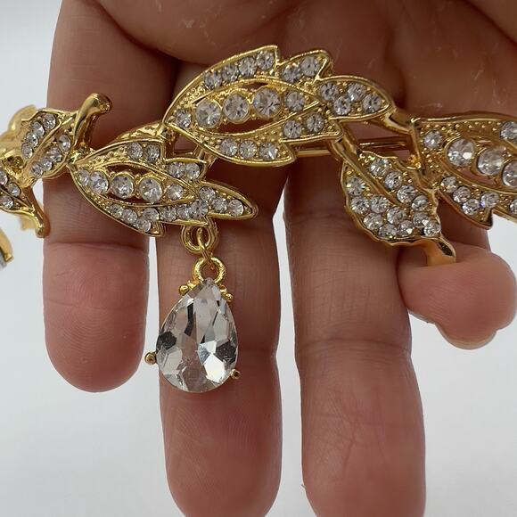 Gold Elf Tiara Crown with Clear Gem & 2 Pairs Elf Ears Fairy Cosplay Costume - Picture 8 of 9